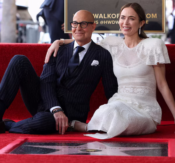 Emily Blunt y Stanley Tucci brillan en Hollywood con estrellas propias en el paseo de la fama