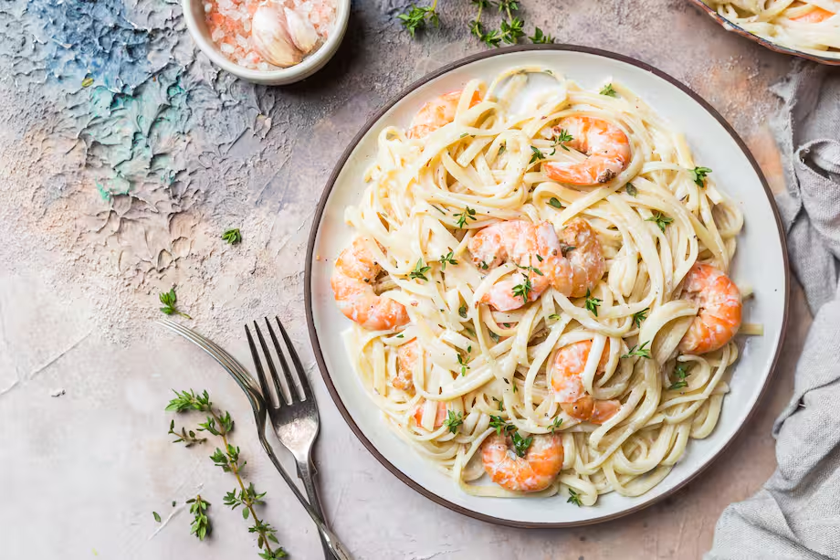 pasta con camarones