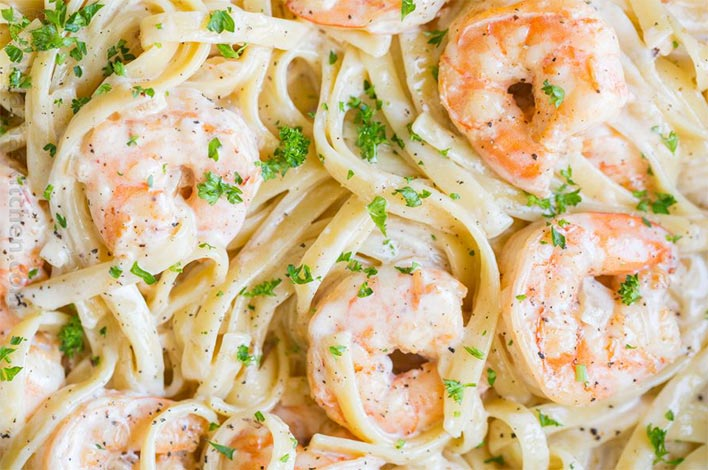 pasta con camarones